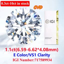 COSFIX 0.3-5ct Round Lab Grown Diamond HPHT IGI Certificate 3EX D/F Color VVS1 Clarity Diamond Gems