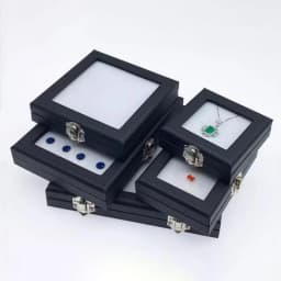 High Quality Diamond Display Box Leatherette Gemstone Storage Box Gem Display Case Stone Box Jewelry Holder Organizer