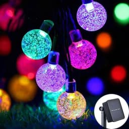 Solar String Crystal Globe Lights 60 LED 8 Lighting Modes IP65 Fairy Light Christmas Garland For Garden Party Decor 1pc/2pcs
