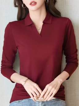 Women's Casual Chic Shirt - Long Sleeve, Button Detail, Semi-Sheer Cotton Blend, Machine Washable - Perfect for Spring & Fall