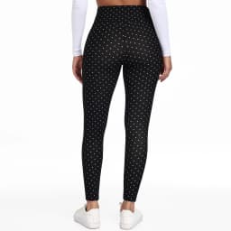 Women Velvet Pack Black White Small Polka Dot High Waist Leggings 4 Way Stretch Soft Breathable Slim Warm Pants For Yoga Sport