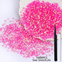 10000Pcs Hot Pink AB Flatback Resin Rhinestones, 2mm-6mm Faux Nail Gems Crystal Bead for Crafts DIY Nail Art Charms Supplies