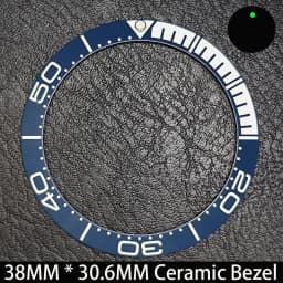 Sloping 38mm * 30.6mm Ceramic/Aluminum Blue Luminous Bezel GMT and Diving Watch Insert Fit for 40mm Watch Case Replacement Watch