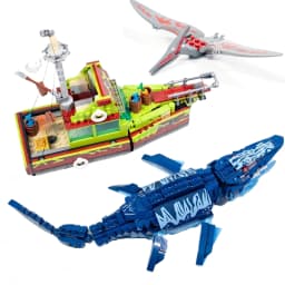 327pcs Jurassic Dinosaur Escape From Ocean Building Block Alive Ship Mosasaurus Assembly Bricks Educational Toy Christmas Gift