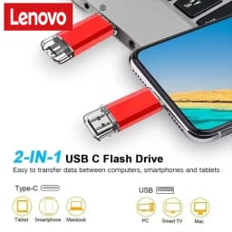 Lenovo 16TB 2 In 1 OTG USB Flash Drive 3.0 Type C 8TB 2TB Pendrive For iPhone Huawei Xiaomi Android Laptop Memory Stick