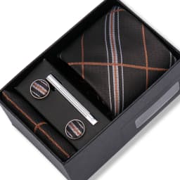Top Quality Tie Set Gift Box Necktie Pocket Squares Cufflinks Tie-Clip Set With Black Box Men Birthday Gift Gravatas Accessories