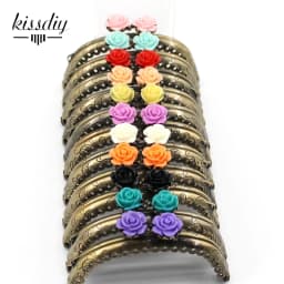 KISSDIY 10pcs 8.5CM Rose Head Pattern Purse Frame Antique Bronze Arc Shape Bag Kiss Clasp Lace Metal DIY Bag Accessories