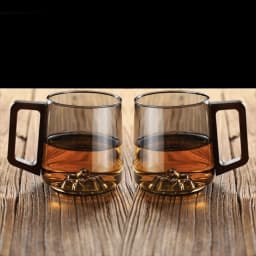 Internal Mountain Protrusion Glass Cup Large Capacity Single-layer Water Drinking Cup Heat-resistant Wooden Handle Tea Cup Gift