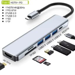 5 Ports USB C Hub to 4K HDMI-Compatible PD Fast Charge USB 3.0 2.0 HUB Type C Charging Docking for MacBook iPad Samsung