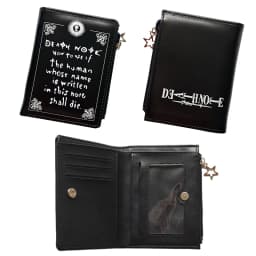 Death Note Anime Black PU Leather Short Wallet with Card Holders Zipper Pocket for Boys Girls Gift