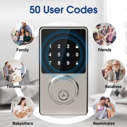 Smart Lock with Password, Keyless Entry Door Lock with Touchscreen Keypads, Easy to Install, App Unlock, 50 User Codes