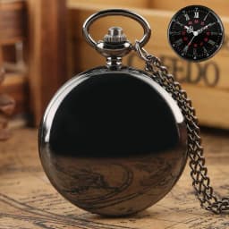 Antique Stylish Simple Vintage Smooth Double Cover Quartz Pocket Watch with 80cm Necklace Chain Unisex Pendant Clock Timepiece