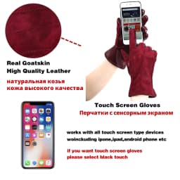 Good Quality Touch Gloves Color Winter Women's Leather Gloves Genuine Suede 50% Genuine Leather 50% Women's Gloves -2007