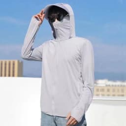 New Trendy Men's Ice Silk Sun Protection Jacket - Ultra-Thin Hooded Windbreaker with Loose Fit and Sporty Look for Men UPF 50+