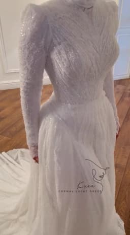 KUXA Customized Muslim Dubai Luxury Wedding Dresses Lace Beaded A-Line Arabic Full Sleeves Bridal Gowns For Women Robe De Mariée