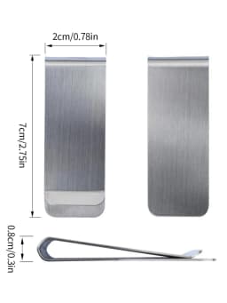 New Minimalist Solid Color Stainless Steel Men's Mini Wallet Metal Ultra-thin Cash Clip Compact Portable Wallet Clip Unisex