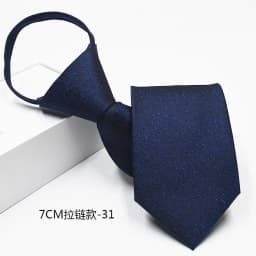New 7cm Mens Tie Pre-tied Easy Wear Neck Tie Business Wedding Zipper Lazy Pre-tied Korean Style Striped Plaid Solid Necktie