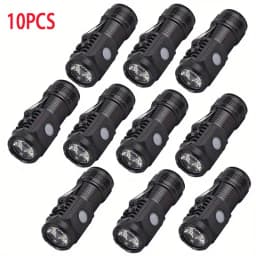 1-10PCS Mini LED Tactical Flashlight,Rechargeable EDC Pocket Light w/Clip,5 Modes High Lumens Torch,Outdoor Camping Emergency