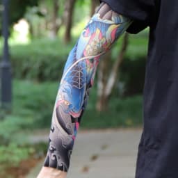Ultra thin seamle Tattoo Flower Arm For Men Women Cool Travel Cycling Elastic Scratch Resistant Sunscreen Arm Sleeves Accessorie