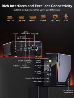 GMKtec K12 Mini PC AMD Ryzen™ 7 H 255 Dual DDR5 5600MT/s 3*SSD PCIe4.0 WiFi 6 BT 5.2 Dual 2.5G LAN OCulink Desktop Computer