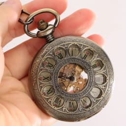 Transparent Hollow Roman Numerals Display Mechanical Pocket Watch Hand-Winding Luxury Vintage Pendant Chain Clock Gift Male