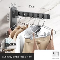 Wall Mounted Wall-Mounted Clothes Hanger New Closet Durable Couple Stainless Steel Folding Retractable Hook Home