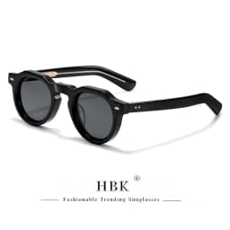 HBK Classic Round Men Sunglasses Vintage Small Frame High-Quality Acetate Frame Sun Glasses Women Party Travel Outdoor Glasses