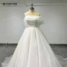 Wedding Dress Off the Shoulder Sleeveless A-Line Bride Gown 2027 Court Train Princess BECHOYER NR270 Customized Vestido De Noiva