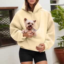 Unisex Fall And Winter Casual Fleece Solid Color Pet Pocket Hooded Sweatshirt Funny Pullover Sleep Tunics Women