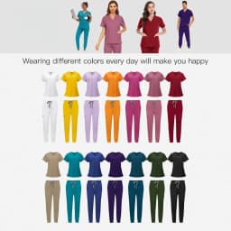 Short Sleeve V-neck Tops+jogger Pants Set Scrubs Uniform Suit Nursing Uniform Women Multicolor Pet Doctor Scrub Medical Workwear