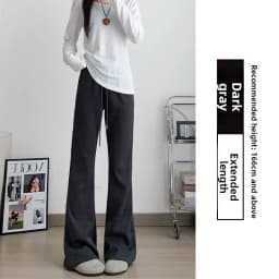 Gray High Waist Bell Bottom Pants Women's Summer Casual Sports Sweatpants Small Size Slimming  Hoof Pants