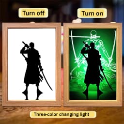 Anime Character One Piece Luffy Zorro Animated Frame LED Light Study Bedroom Christmas Birthday Gift