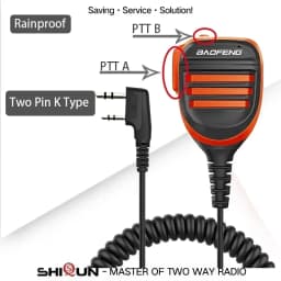 Baofeng UV-13Pro Waterproof Microphone Shoulder Speaker UV-9R PRO 2 Pins for Walkie UV-5R/UV-82/UV-16/TH UV8000D Two Way Radio