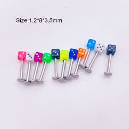 10 Pcs Tongue Nail Puncture Dice Ball Stripe Piercing Pin Ear Studs Screw Dice Female Earrings Lip Nails Piercing Body Jewelry