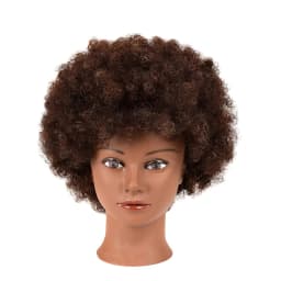 Afro Mannequin Head 100% Real Hair Traininghead Styling Head Braid Hair Dolls Head for Practicing Cornrows and Braids 6inches