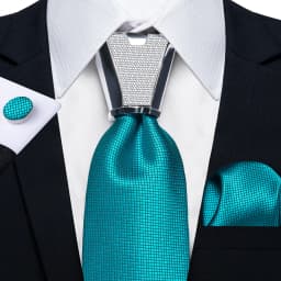 DiBanGu Business Plaid Black Solid Luxury Elegant Silk Ties for Men Designer Tie Buckle Handkerchief Cufflinks Wedding Accessory