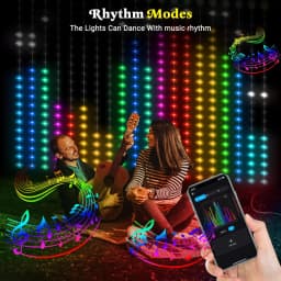 400LEDs Smart Curtain Lights Bluetooth App Control DIY LED String RGB Fairy Lights Music Change Display for Window Bedroom Decor
