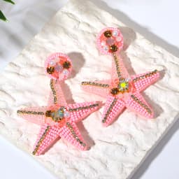 AENSOA Bohemian Starfish Lobster Conch Seed Bead Drop Earrings for Women Handmade Ocean Animal Earrings Summer Beach Jewelry