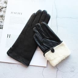 Women's Winter Thickened Sheepskin Gloves Lamb Fur Lining Leather Warm Fashion Motorcycle Riding Gloves Cold-Resistant Driving G