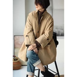 F92220 Artistic Casual Stand-Up Collar Oversize Adjustable Wide-Sleeve Cotton Jacket Coat for Women Winter