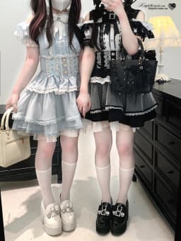 Original Japanese Mines Style Lace Patchwork Puffy High Waist Heart Buckle Bow Sweet Versatile A-line Short Skirts Women Summer