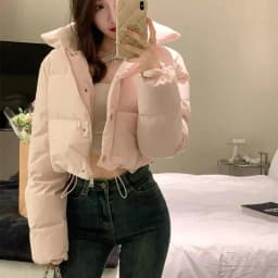 Light Pink A-liber Cotton Jacket for Women Short and Short 204 Winter New Item Loose Korean Version Bread Jacket Trendy Jacket S