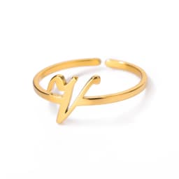 Initial Letter Rings For Women Gold Color Stainless Steel A-Z Letter Adjustable Ring Aesthetic Wedding Christmas Jewelry Gift