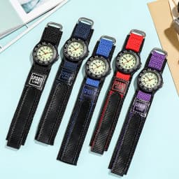 Spinning Bezel Kid Quartz Watches Boy Nylon Straps Children Cute Clock Rotary Dial Arabic Number Boys Watch Kids Watch