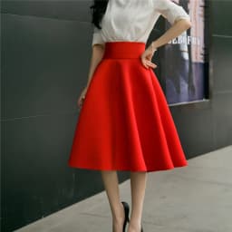 Spring New plus Size White Midi A-Line Skirt Pleated Retro Puffy Umbrella Half-length Slimming Skirt Women's Fashion