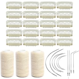 3 Rolls Hair Weaving Threads with 10 Pieces Sewing Needle Weaving Threads for Making Wigs Hand Sewing Hair Weft DIY