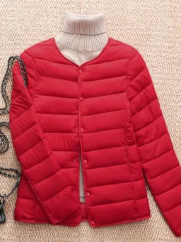 Autumn Winter New round Neck down Cotton Jacket Lightweight Women's Warm Inner Liner Fashionable Cotton Coat Short Style