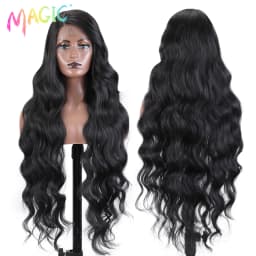 Magic Synthetic Lace Front Wig Long Wavy 36 Inch Cosplay Body Wavy Side Part Lace Wig For Women Lace Front Wig Ombre Blonde Wig