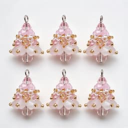 6PCS/SET Winter Christmas Tree Charms Beaded Crystal Glass Handmade Woven for Earrings and Necklace Diy Making Jewelry Gifts