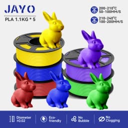 JAYO PLA Filaments 5 Rolls/ 3D Printer Filament 1.75mm FDM 3D Printer Materials Neatly Wound High Toughness for FDM 3D Printer